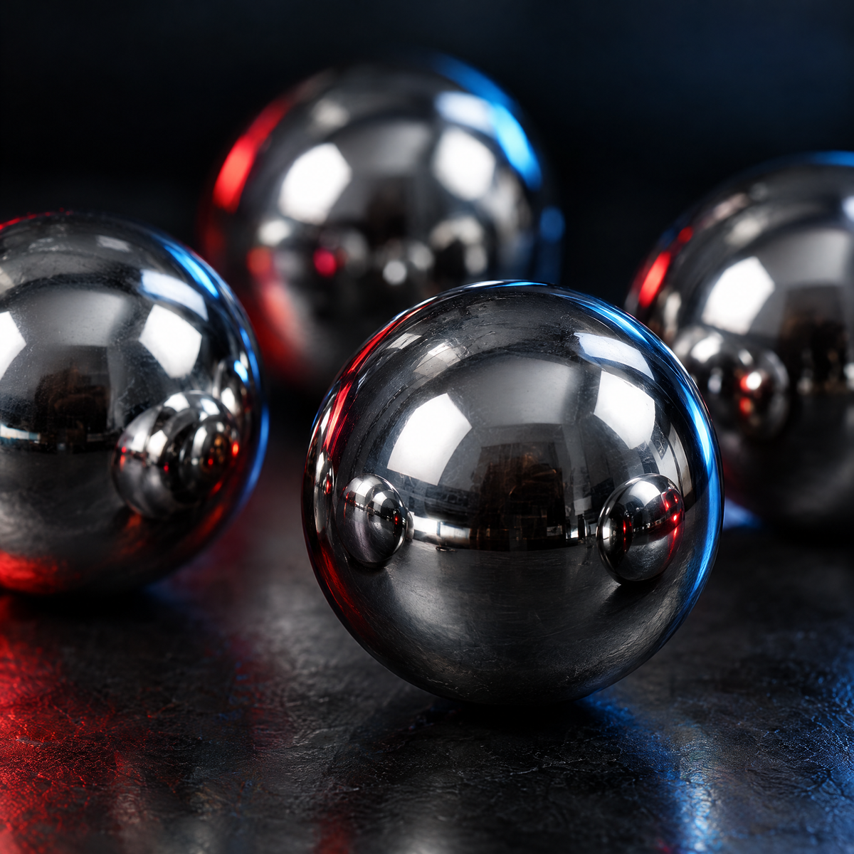 Mirror-polished steel balls macro