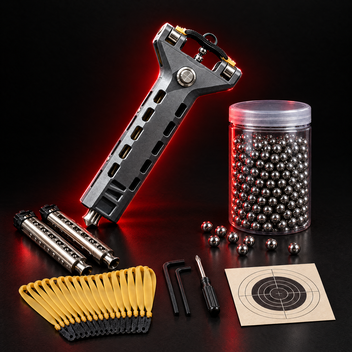 Shooter Kit (Gray Model): slingshot, accessories and 300 extra steel balls